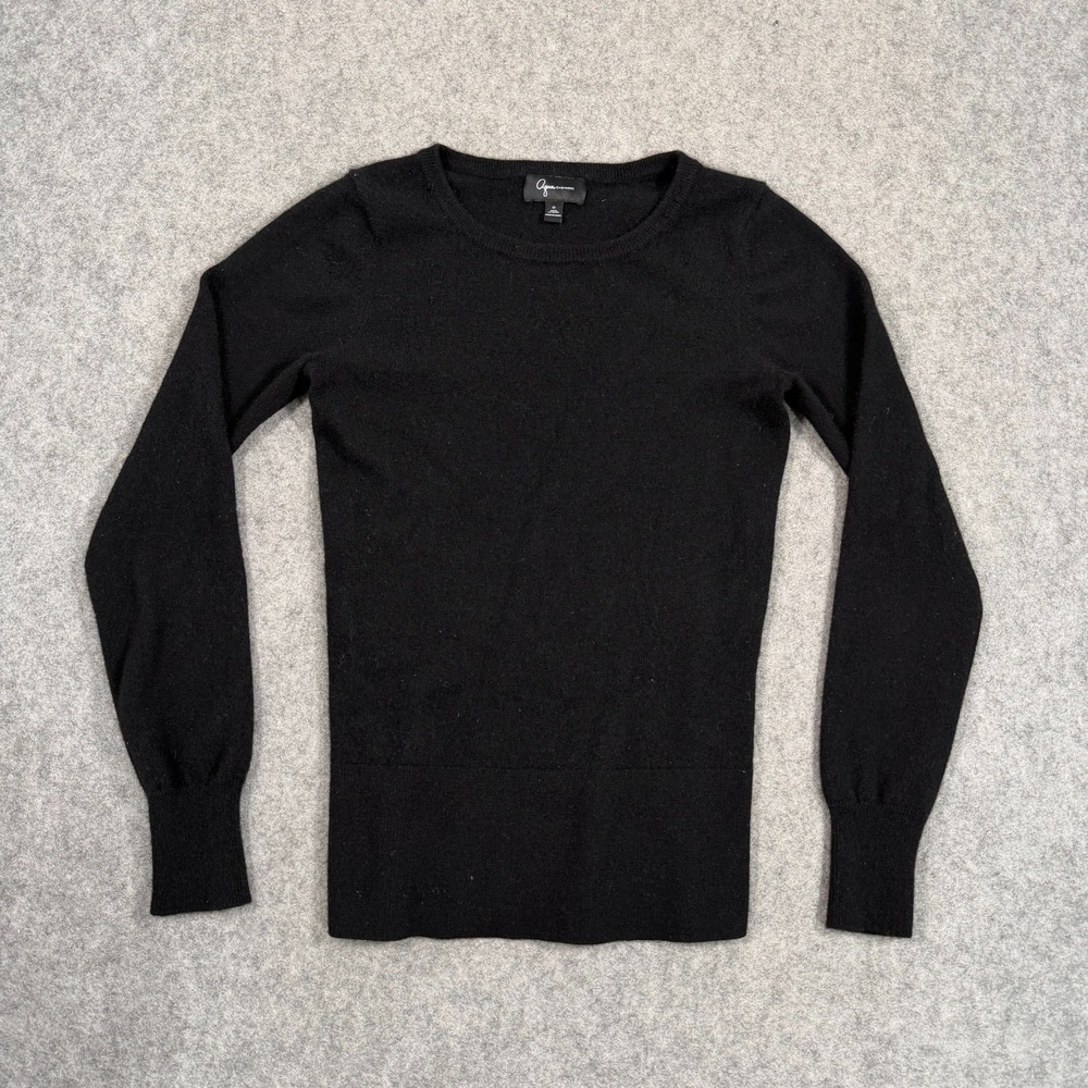 Aqua Cashmere Solid Black Knit Crew Neck Pullover Sweater Women's Size Small